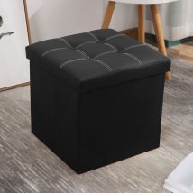 Anpviz - Pouf de Rangement Pouf en Simili Cuir Pliable Repose-Pieds carrés Tabourets Table Basse Cube Repose-Pieds siège 38x38x38 cm (Noir) Pouf