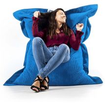 Livedeco - Pouf Déhoussable avec Billes, Rectangulaire, Velours Côtelé Bleu Ciel, Intérieur pour Salon, Chambre - BiG52