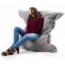 Livedeco - Pouf Déhoussable avec Billes, Rectangulaire, Velours Côtelé Gris Clair, Intérieur pour Salon, Chambre - BiG52