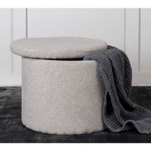 Pouf Dunken 51x51x43 cm Pelliccia Grigio Venture Home Grigio
