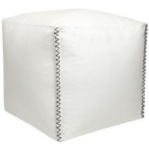Vente-unique - Pouf en coton blanc ourika