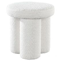 Pouf en tissu bouclette blanc conomo