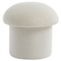 Pouf en tissu bouclette blanc VALEZIO