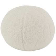 Pouf en tissu bouclettes blanc Rond