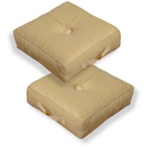 Deco Arts - Lot de 2 coussins de sol en velours 40 x 40 x 14 cm lot de 2 - Creme