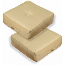 Deco Arts - Lot de 2 coussins de sol en velours 54 x 54 x 18 cm lot de 2 - crème