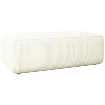 Vente-unique - Pouf en velours côtelé blanc amelia