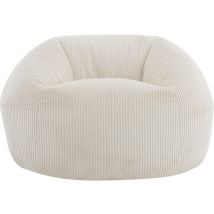 Pouf En Velours Côtelé "cusco" - 80 X 74 X 49 Cm - Beige