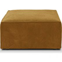 Homifab - Pouf en velours côtelé jaune moutarde - Livia