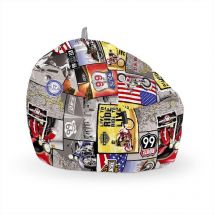 Happers - Pouf Enfant Imprimé Route 66