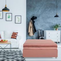 Cotecosy - Pouf extensible convertible en lit 1 place Napoli Velours Rose