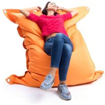 Livedeco - Pouf Extérieur, Outdoor, Jardin, Terrasse, Orange BiG52 iron raw