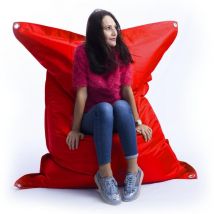 Livedeco - Pouf Extérieur, Outdoor, Jardin, Terrasse, Rouge BiG52 iron raw