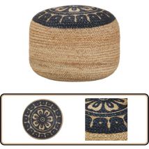 Pouf fait à la main Bleu 45 x 30 cm Jute - Pouf Design - Pouf Moderne - Pouf Artisanal - Pouf Jute - Pouf Confort