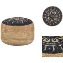 Pouf fait à la main Bleu 45 x 30 cm Jute - Pouf Design - Pouf Moderne - Pouf Artisanal - Pouf Jute - Pouf Confort