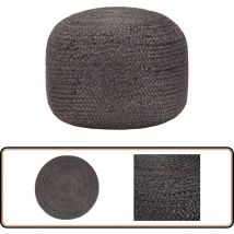 Pouf fait à la main Gris foncé 45 x 30 cm Jute - Pouf Design - Pouf Moderne - Pouf Tissu - Pouf Artisanal - Pouf Confort