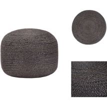 Pouf fait à la main Gris foncé 45 x 30 cm Jute - Pouf Design - Pouf Moderne - Pouf Tissu - Pouf Artisanal - Pouf Confort
