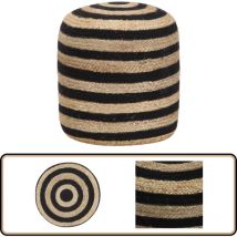 Pouf fait à la main Noir 40 x 45 cm Jute - Pouf Noir - Pouf Design - Pouf Moderne - Pouf Artisanal - Pouf Jute