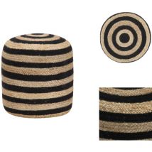 Pouf fait à la main Noir 40 x 45 cm Jute - Pouf Noir - Pouf Design - Pouf Moderne - Pouf Artisanal - Pouf Jute