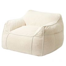 Bananair - Pouf Fauteuil velours côtelé - 100x110 cm Blanc cassé