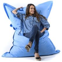 Livedeco - Pouf Géant Bleu Ciel BiG52 Classic 170x130 cm - Déhoussable, Intérieur/Extérieur, Rempli de Billes de Polystyrène