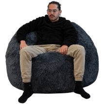 Bananair - Pouf Géant Fourrure - 120 cm - Banabag Gris