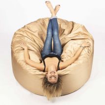 Pouf Géant Rond XXL Extérieur En Tissu Résistant Outdoor Beige Sable, Déhoussable, Pour Jardin, terrasse - TiTAN