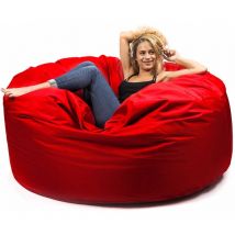 Livedeco - Pouf Géant Rond xxl Extérieur En Tissu Résistant Outdoor Rouge, Déhoussable, Pour Jardin, terrasse - TiTAN