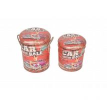 Pouf -Innenbehälter mit pvc -Sitzplatten 2 Teilen Set Set Set - Red - Red