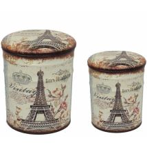 Defibrico - Pouf Interior Conteners En Pvc Avec Décorum Paris Tour Eiffel Set 2 Pièces Antiquewhite - Antiquewhite