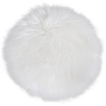 Pouf Lambskin, Poliestere, Bianco, 35x35x6,5 cm
