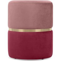 Sicaan - Pouf louise Velours Rose framboise et Métal Doré