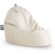 Pouf Lounge Similicuir Extérieur ou Intérieur Écru Unique Écru