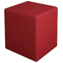 Pouf Milena, Truciolare Melaminico, Velluto, Rosso, 34x34x37 cm