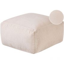 Pouf Ottoman Rectangulaire en Velours Côtelé Rembourré Beige Accessoire Déco Mukki