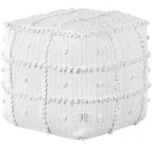 Beliani - Pouf Noir et Blanc en Coton 40x40x40 cm Moelleux pour Chambre ou Salon Carré Harnai
