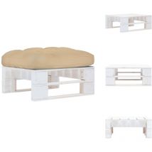 Pouf palette de jardin Bois de pin imprégné de blanc - Pouf De Jardin - Pouf Palette - Mobilier De Jardin - Chaise De Jardin - Relax
