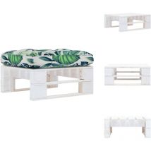 Pouf palette de jardin Bois de pin imprégné de blanc - Pouf Jardin - Pouf Bois - Mobilier Jardin - Chaise Lounge - Relax