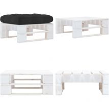Pouf palette de jardin Bois de pin imprégné de blanc - Pouf Jardin - Repose Pied - Mobilier De Jardin - Chaise De Jardin - Ensemble Salon De Jardin