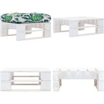 Pouf palette de jardin Bois de pin imprégné de blanc - Pouf Jardin - Pouf Bois - Mobilier Jardin - Chaise Lounge - Relax - Home & Living