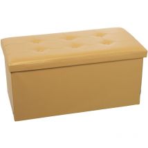 Pouf de rangement pliant simili cuir doré 77X38X38 Cm