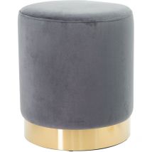 Pouf Poggiapiedi in Velluto Grigio Struttura in legno 31x31x38cm Base dorata Metallo