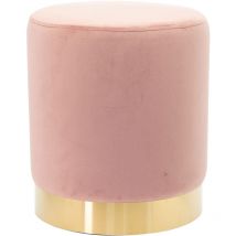 Pouf Poggiapiedi in Velluto Rosa Struttura in Legno 31x31x38 cm Base dorata Metallo