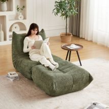 Sitzsack Mit Fußstütze Und Memory-schaum, Bequemer Bodenstuhl Für Wohnzimmer, Schlafzimmer, Gaming-bereich Und Büro, Grün