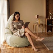 Pouf Poire Similicuir Indoor Beige Happers xxl