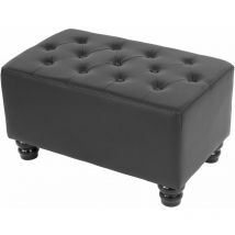 Pouf pour fauteuil de luxe lounge relax Chesterfield similicuir, pieds ronds, noir