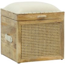 Pouf quadrato in legno di mango