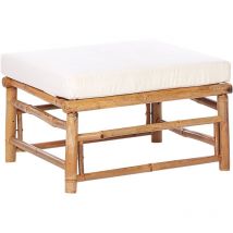 Beliani - Pouf Repose-Pieds en Bambou Rembourré avec Coussin Meuble d'Extérieur Blanc Cassé Cerreto