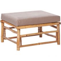 Beliani - Pouf Repose-Pieds en Bambou Rembourré avec Coussin Meuble d'Extérieur Taupe Cerreto