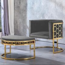 Cotecosy - Pouf / repose-pieds Honey Velours Gris